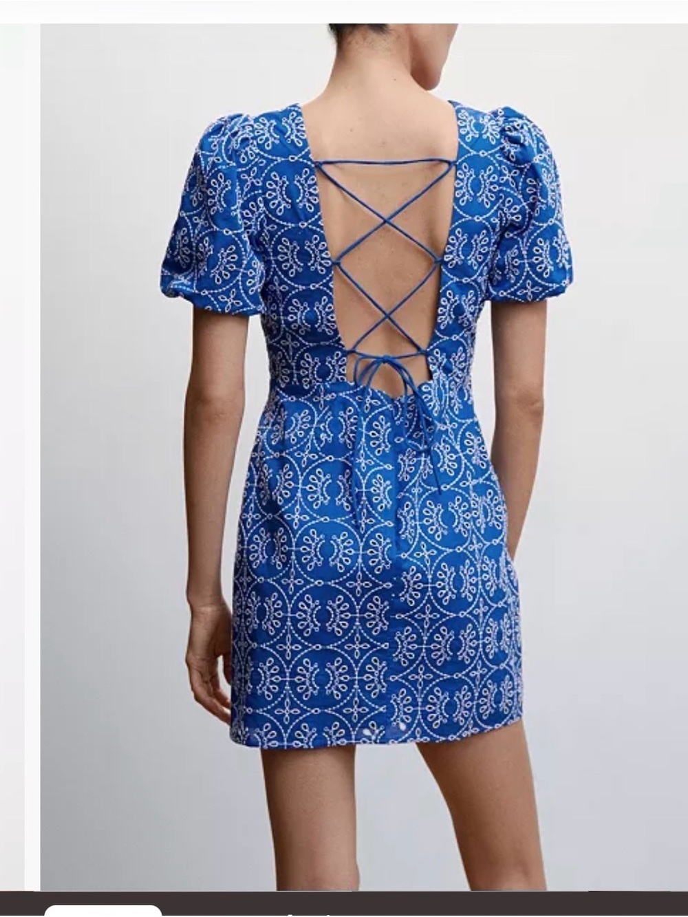 MANGO
Women's Embroidered Open Back
Lace-Up back dress in blue, guc, sz 10